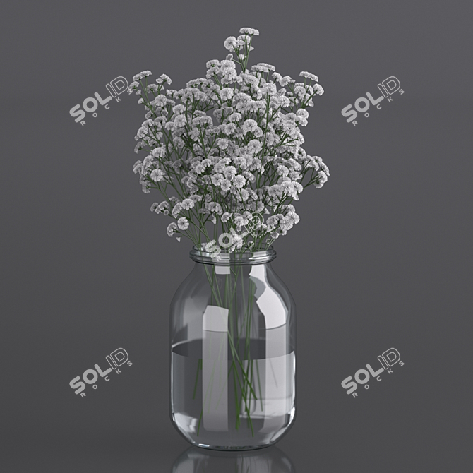 Whimsical Gypsophila Jar Bouquet 3D model image 3