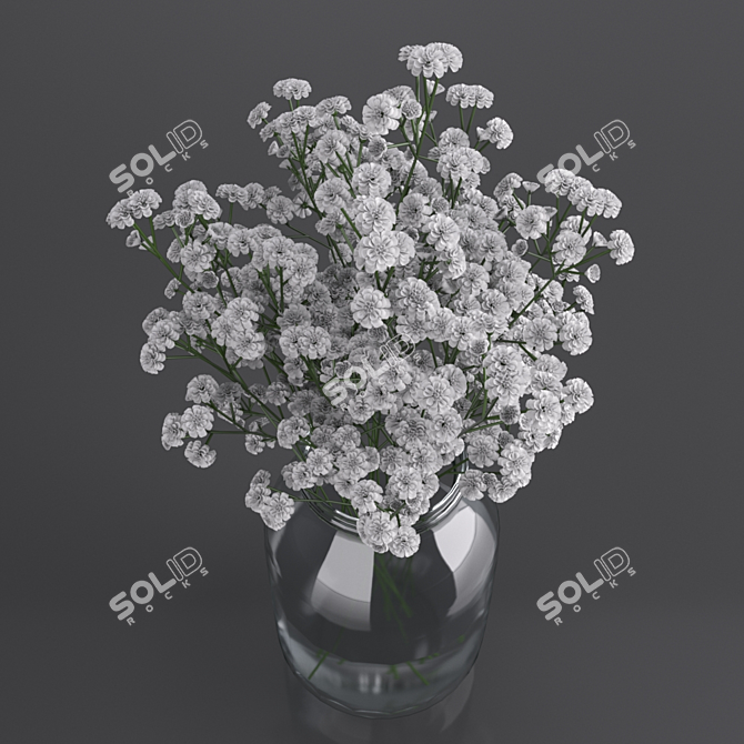 Whimsical Gypsophila Jar Bouquet 3D model image 4