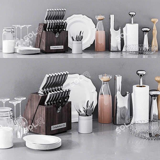 Elegant Kitchen Decor Set 3D model image 1