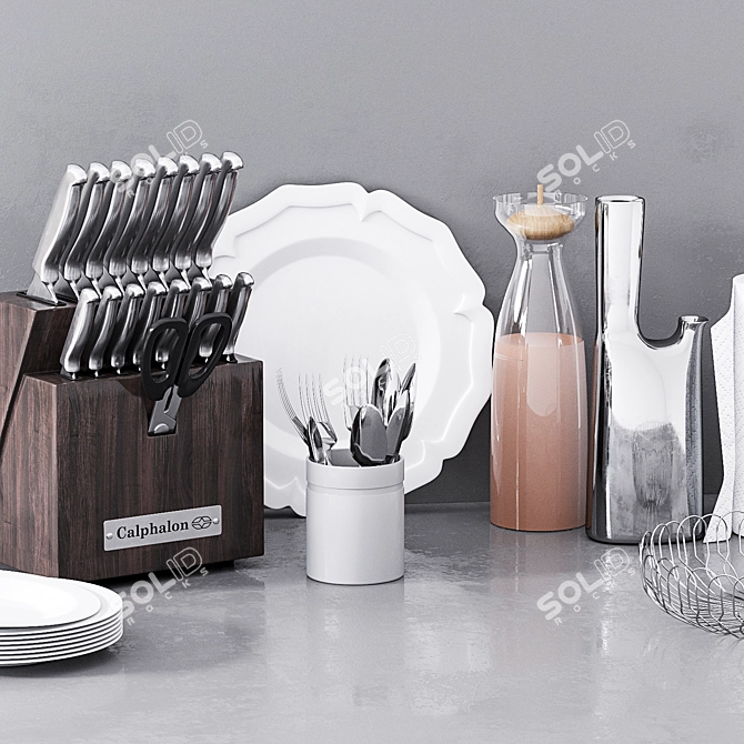 Elegant Kitchen Decor Set 3D model image 2