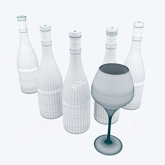 Deluxe Wine Bottle Set 3D model image 12