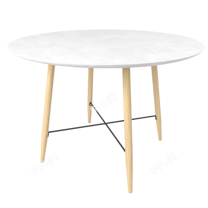 Elegant White Textured Dining Table 3D model image 1