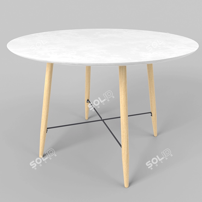 Elegant White Textured Dining Table 3D model image 4
