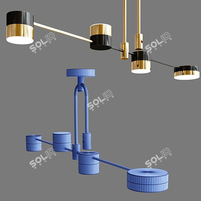 Modern LED Hinge Chandelier 3D model image 2