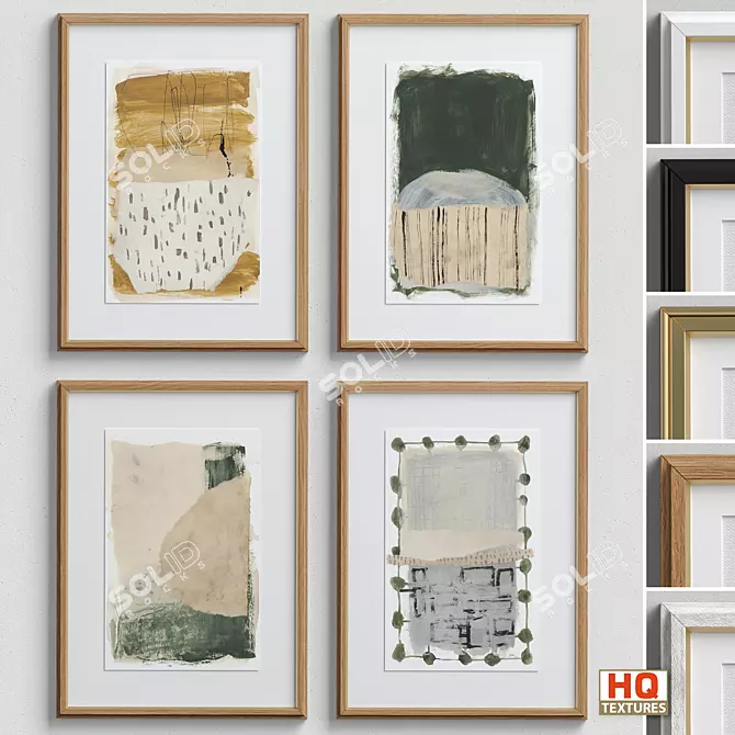 Beige Green Abstract Framed Prints 3D model image 1