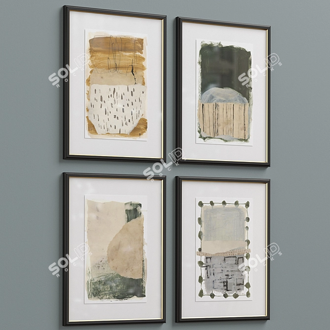 Beige Green Abstract Framed Prints 3D model image 4