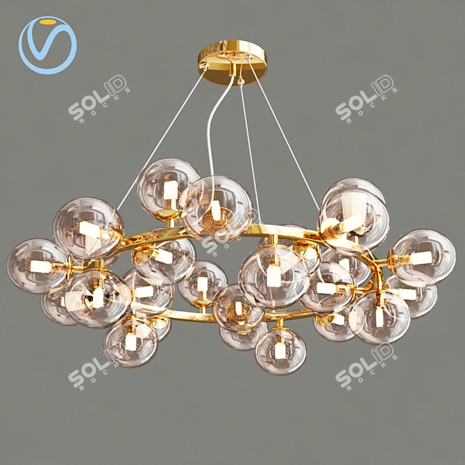 Modern 25-Light Gold Chandelier 3D model image 1