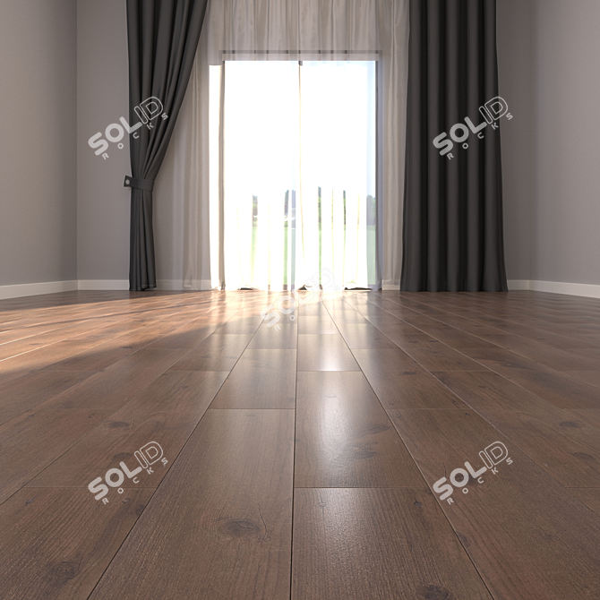 Elegant Derik Wenge Parquet Flooring 3D model image 2