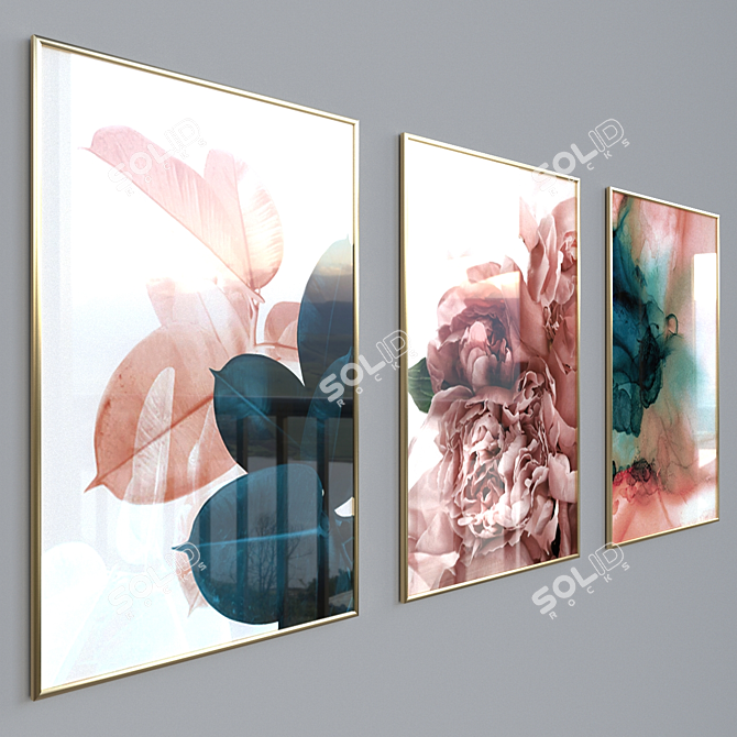 Stylish Canvas Painting with Frame 3D model image 2