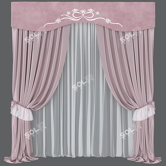 Versatile Curtain Set: Adjustable Color & Transparency | 3D Max 2018 3D model image 1