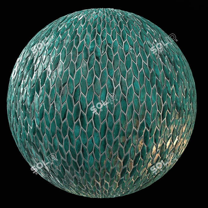 Seamless Teal Tile Material Kit 3D model image 1