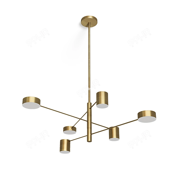 Satin Brass Emma Chandelier 3D model image 1