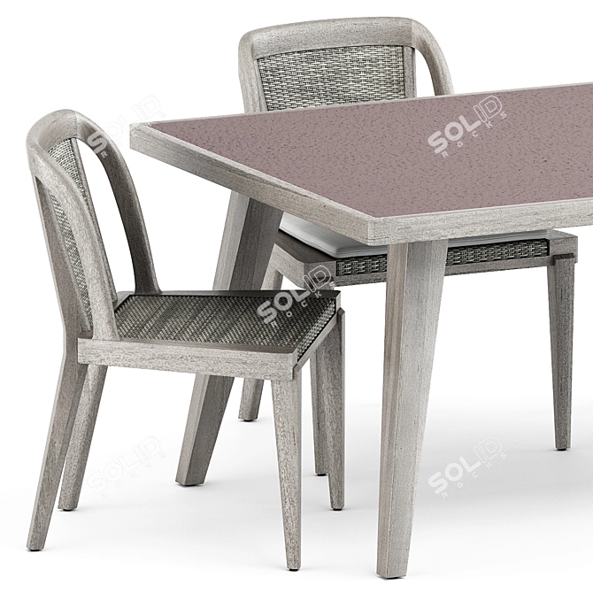 Rock Garden Side Chair & Dining Table Set 3D model image 2