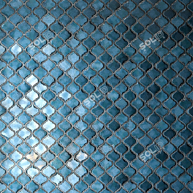 Sublime Teal PBR Tile Material 3D model image 3