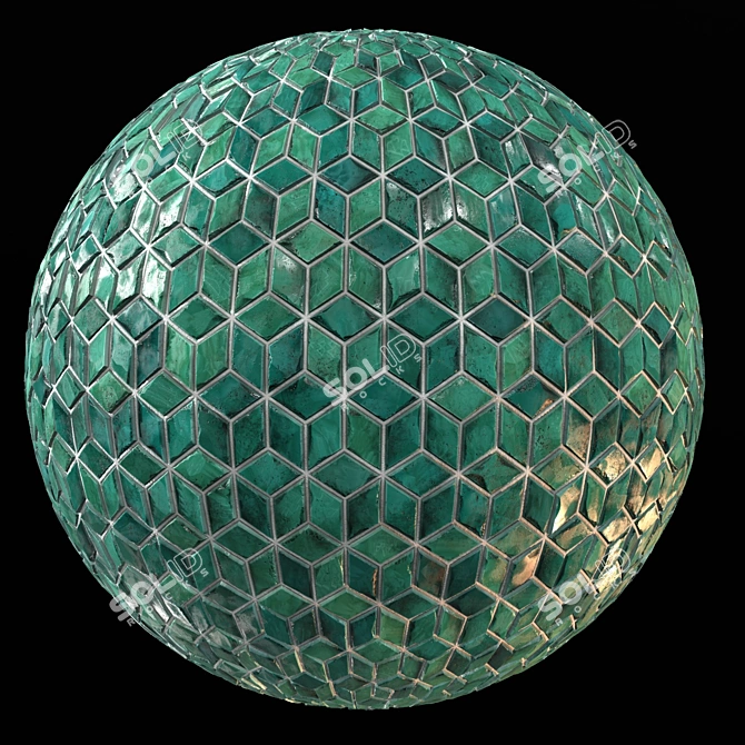 Seamless Teal Tile PBR 3D model image 1