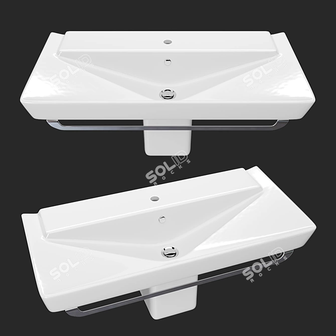 Sophisticated Wall-Hung Washbasin - Jacob Delafon Reve 100 cm 3D model image 1