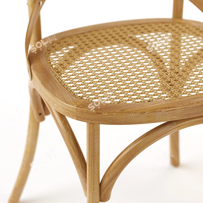 Oak and Wicker Chair: Crafted Elegance 3D model image 4