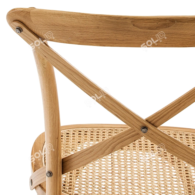 Oak and Wicker Chair: Crafted Elegance 3D model image 5