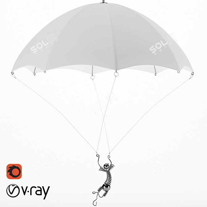 Parachute Sculptural Handmade Metal Lamp 3D model image 1
