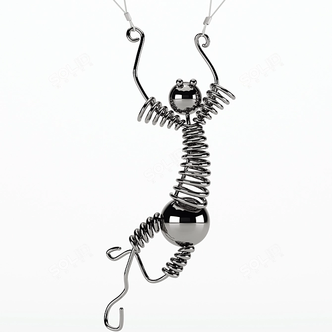 Parachute Sculptural Handmade Metal Lamp 3D model image 2