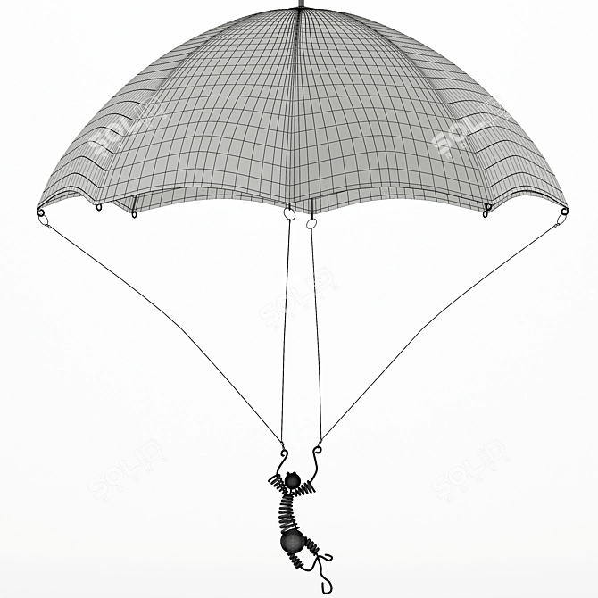 Parachute Sculptural Handmade Metal Lamp 3D model image 3