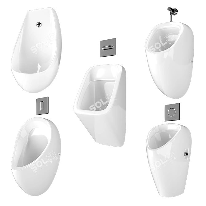 Smart Flush Urinal Set 3D model image 2