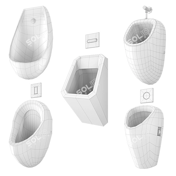 Smart Flush Urinal Set 3D model image 3