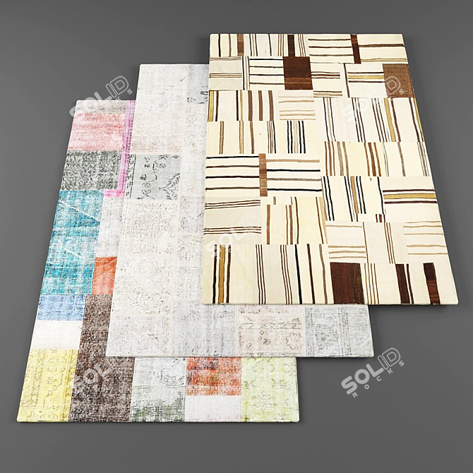 Contemporary Rugs Set - 5 Pieces 3D model image 1