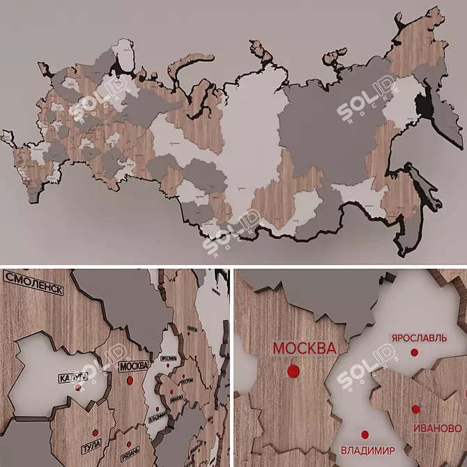 Title: Russian Political Map - Plywood, Multilayered 3D model image 1