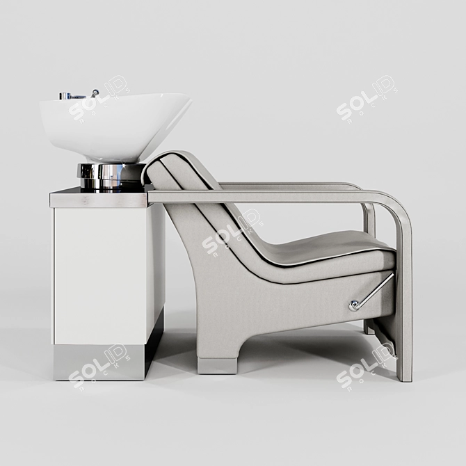 Modern Hairdresser Wash with Vinyl Upholstered Armrests 3D model image 2