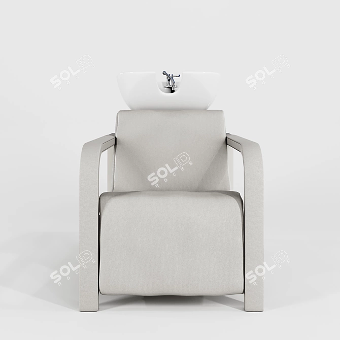 Modern Hairdresser Wash with Vinyl Upholstered Armrests 3D model image 3