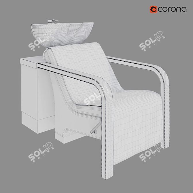 Modern Hairdresser Wash with Vinyl Upholstered Armrests 3D model image 9