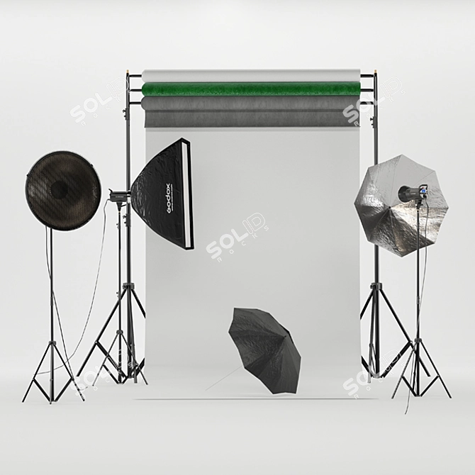 Godox SK300II: Versatile Lighting with Softbox & Beauty Dish 3D model image 1