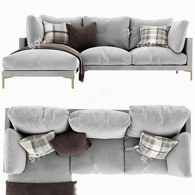 Adams Metal & Fabric Chaise Sectional 3D model image 3