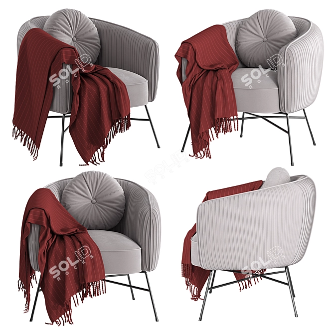 Luxurious Scarlett Velvet Barrel Accent Chair 3D model image 1