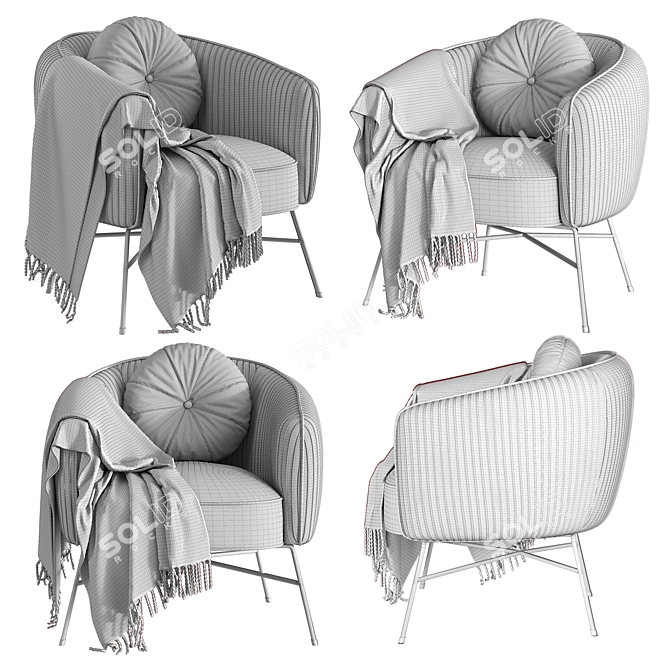 Luxurious Scarlett Velvet Barrel Accent Chair 3D model image 2