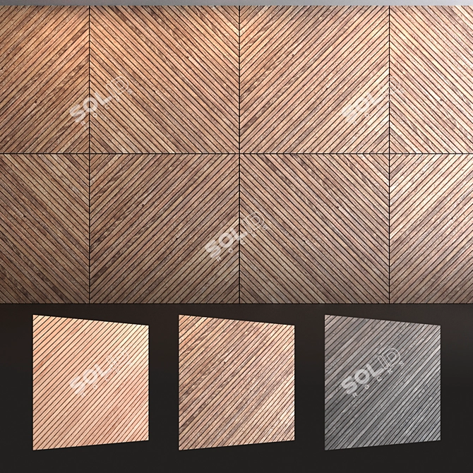 Versatile Wood Wall Panels Set 3D model image 1