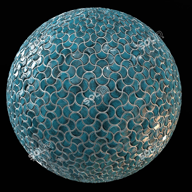 Seamless Teal Tile PBR 3D model image 1