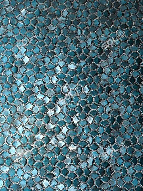 Seamless Teal Tile PBR 3D model image 2