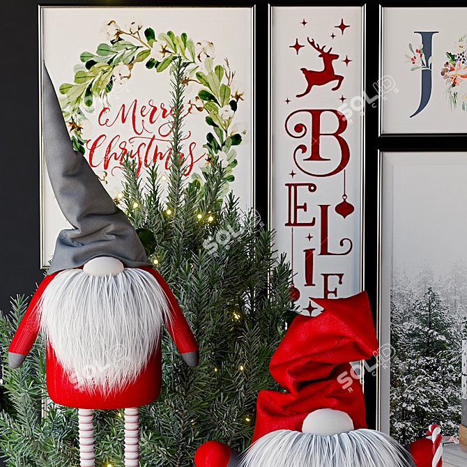 Festive Christmas Decor Set 3D model image 3