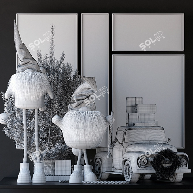 Festive Christmas Decor Set 3D model image 5