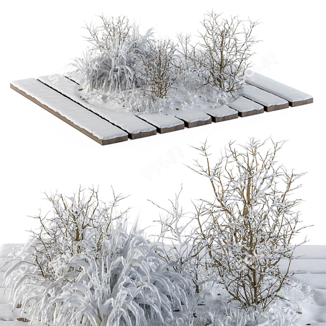 Winter Wonderland Garden Trees Set 3D model image 1