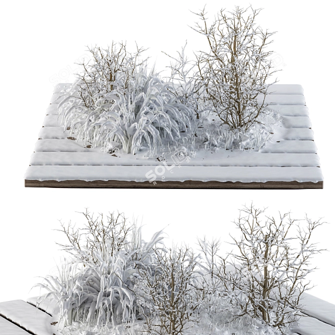 Winter Wonderland Garden Trees Set 3D model image 2