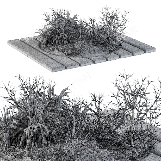 Winter Wonderland Garden Trees Set 3D model image 5