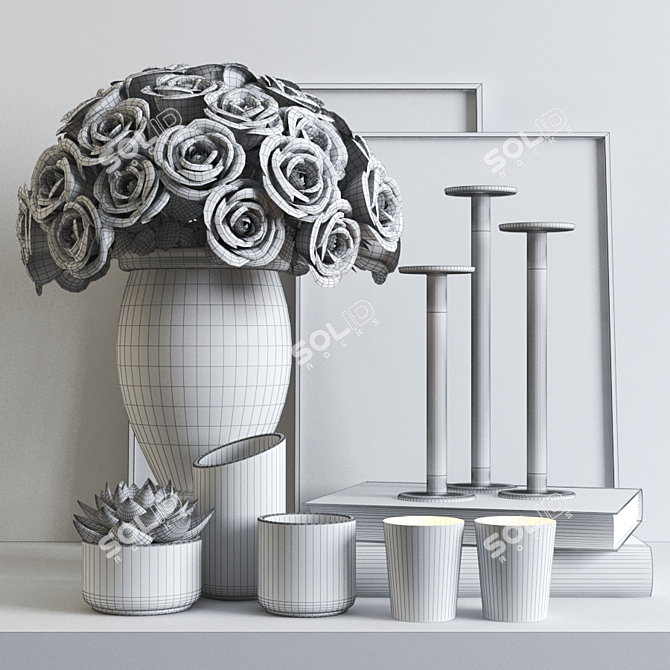 Ethereal Blooms: White Rose Set 3D model image 4