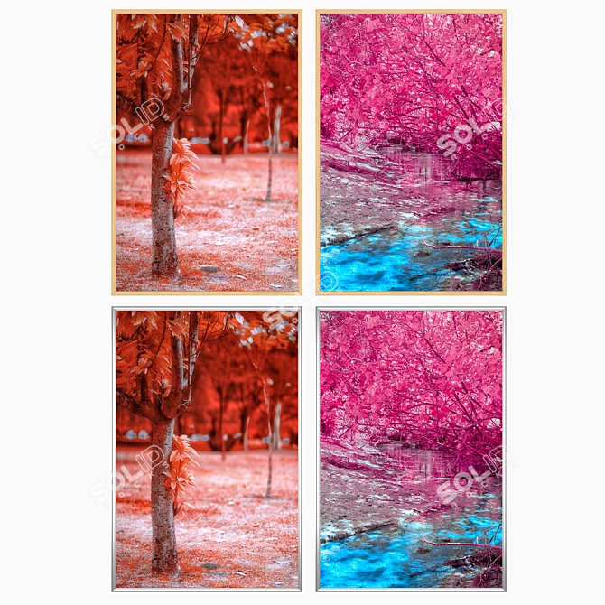 Elegant Wall Art Set: Frame Options + 2 Paintings 3D model image 3