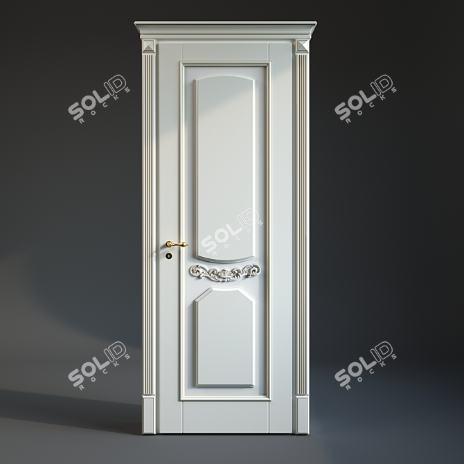 Vintage White Wooden Doors with Patina 3D model image 1