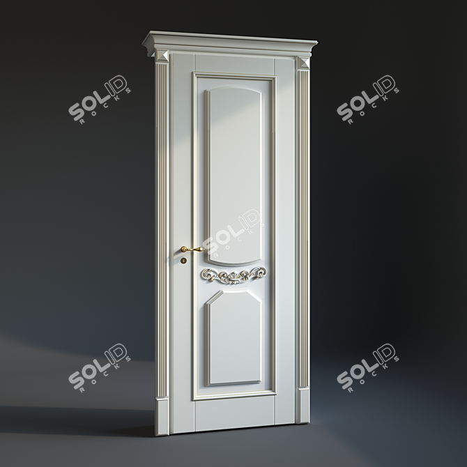 Vintage White Wooden Doors with Patina 3D model image 2