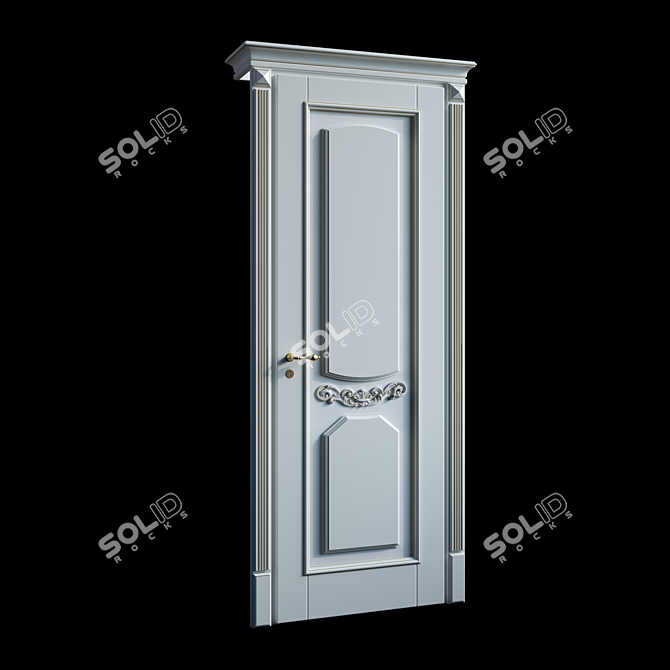 Vintage White Wooden Doors with Patina 3D model image 4