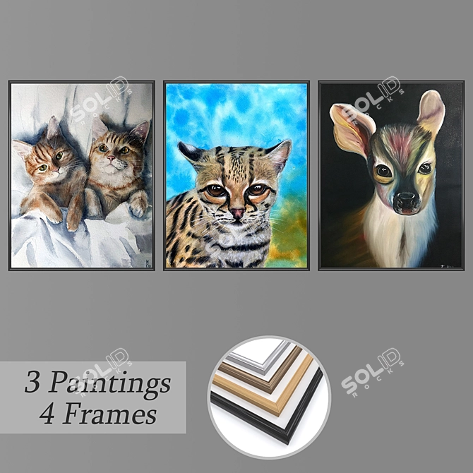 3-Piece Wall Art Set with Multiple Frame Options 3D model image 1